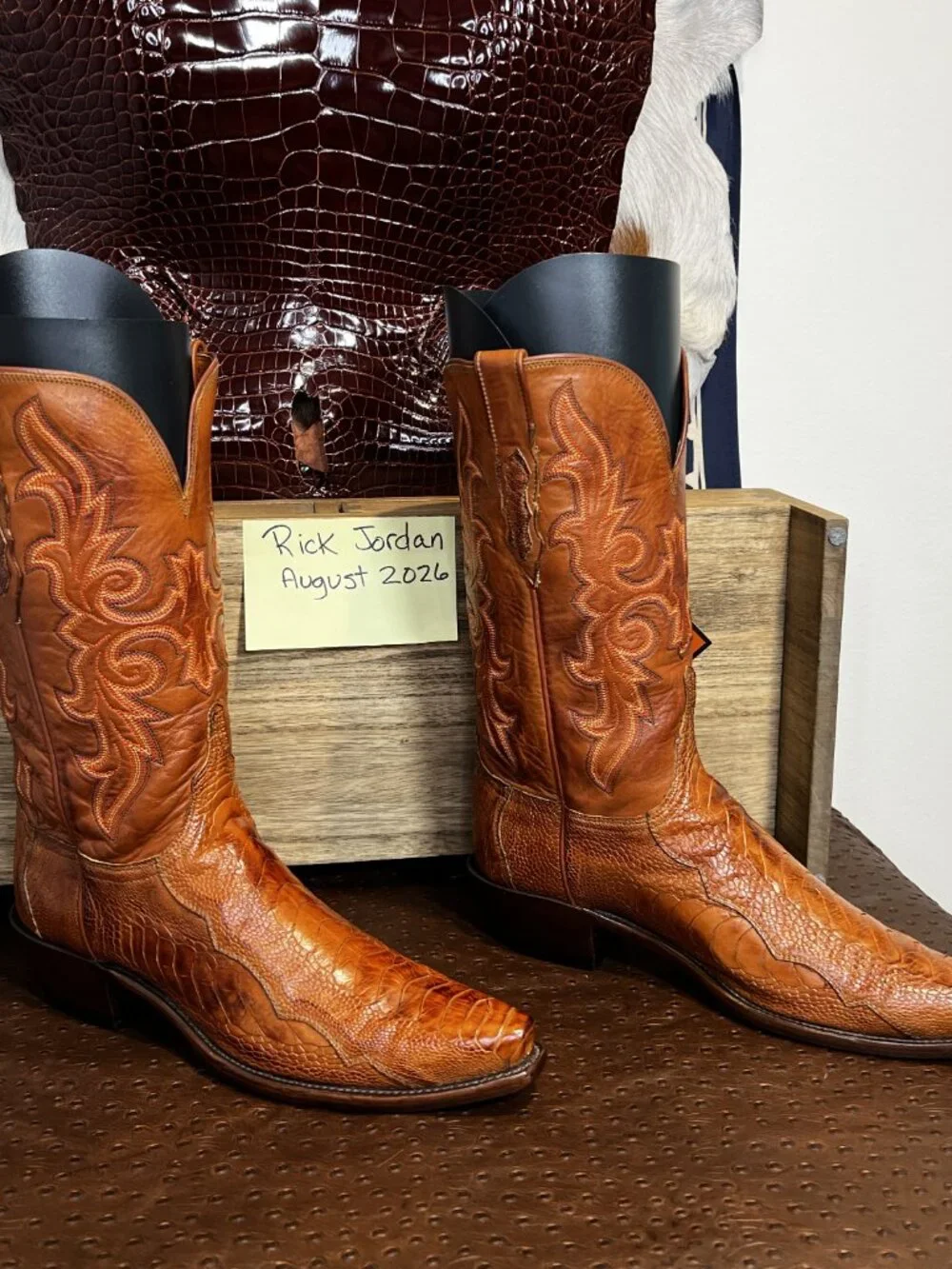 Lucchese 1883 Honey/Brandy Color Ostrich Leg Cowboy/Cowgirl Boots in size 10B/8D